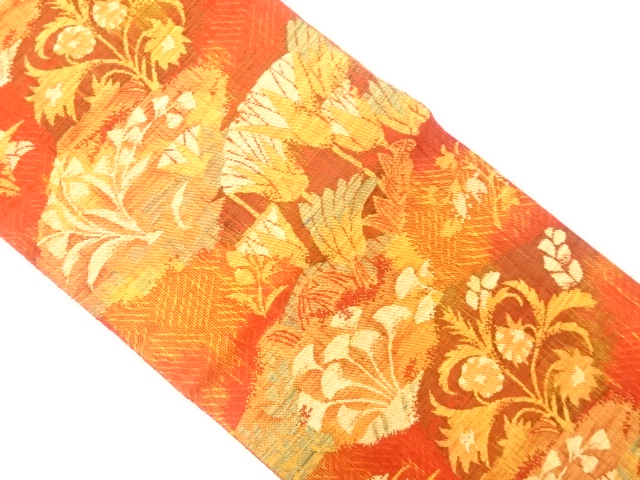 JAPANESE NAGOYA OBI / WOVEN FLORAL PLANTS